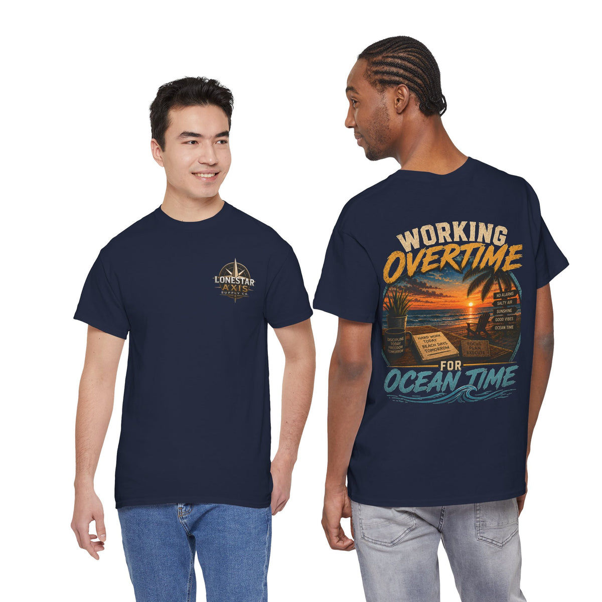 Working Overtime for Ocean Time T-Shirt | Sunset Beach Graphic